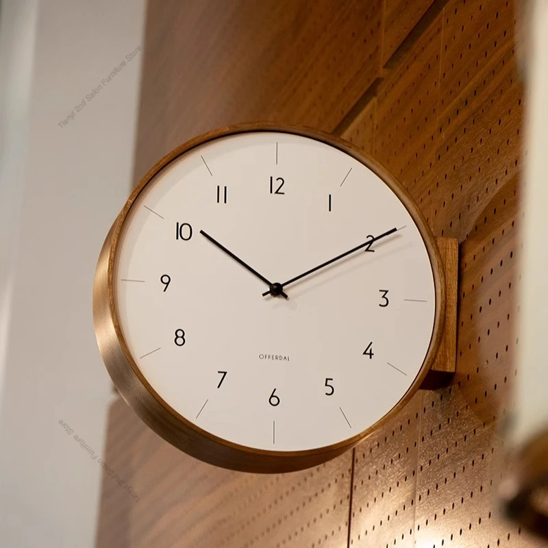 Japanese Luxury Lifestyle - Japanische Doppelwanduhr aus Massivholz, nordisch, luxuriös,