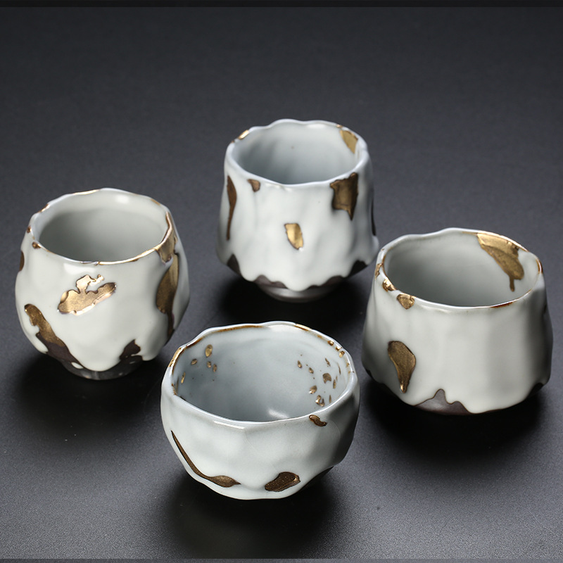 Japanese Tea - Shino Ware Vergoldetes Handgefertigtes Japanisches Rustikales